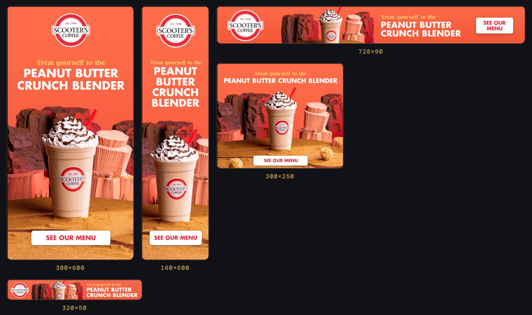 HTML5 banner campaign samples — Scooter's Coffee
